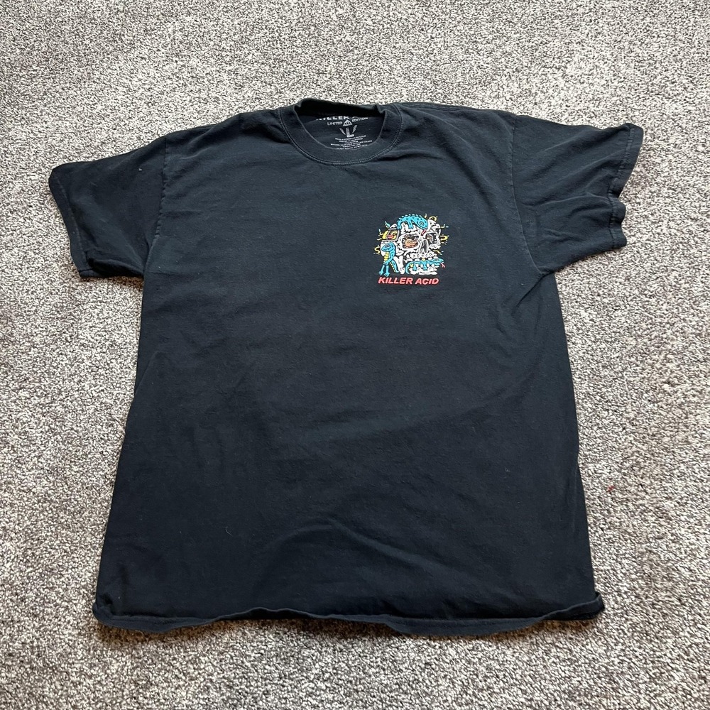 Killer Acid Shirt Mens‎ Large Black Limited Edition Skull Graphic Tee Back Print